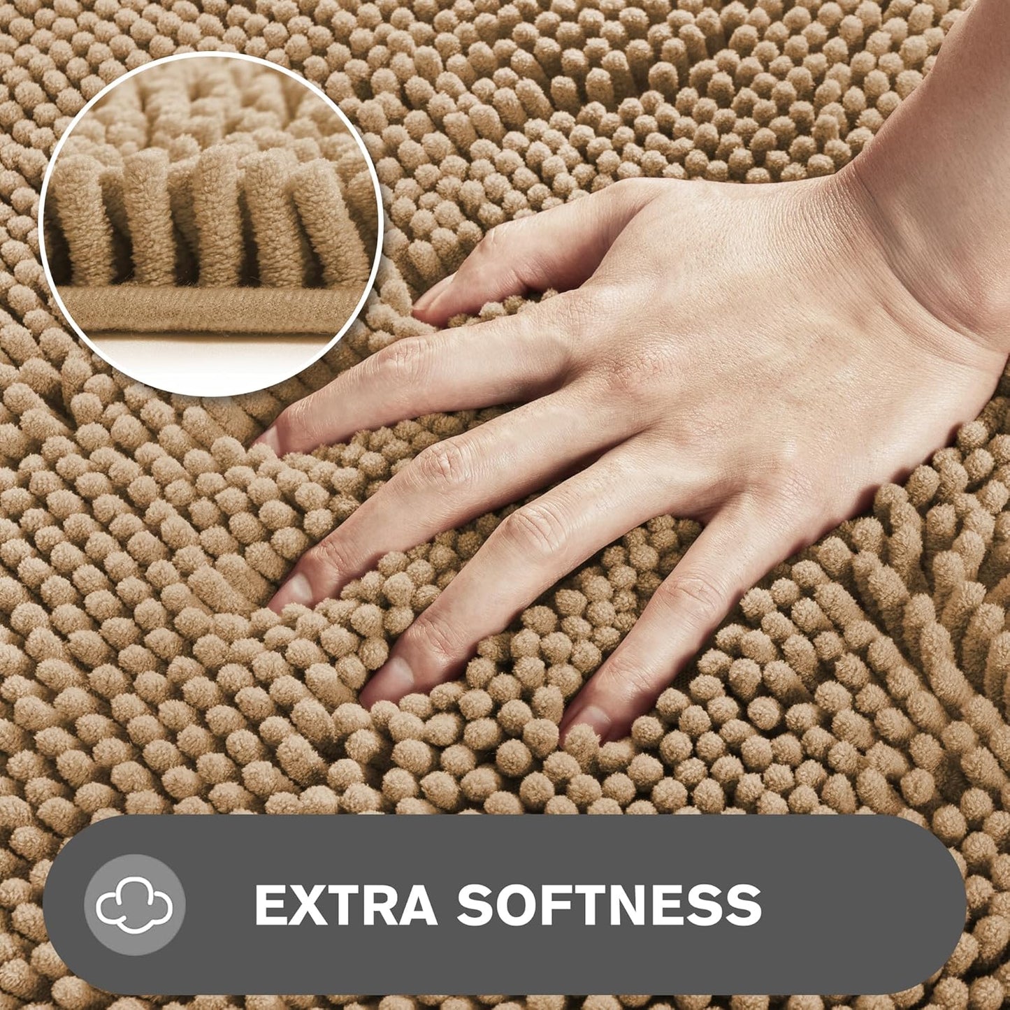 Bathroom Runner Rug 36 x 60 Inch – Extra Large Long Bath Mat | Absorbent and Washable Thick Chenille Bath Rug Non-Slip Runner Rug for Bathroom, Shower, Sink(Beige)