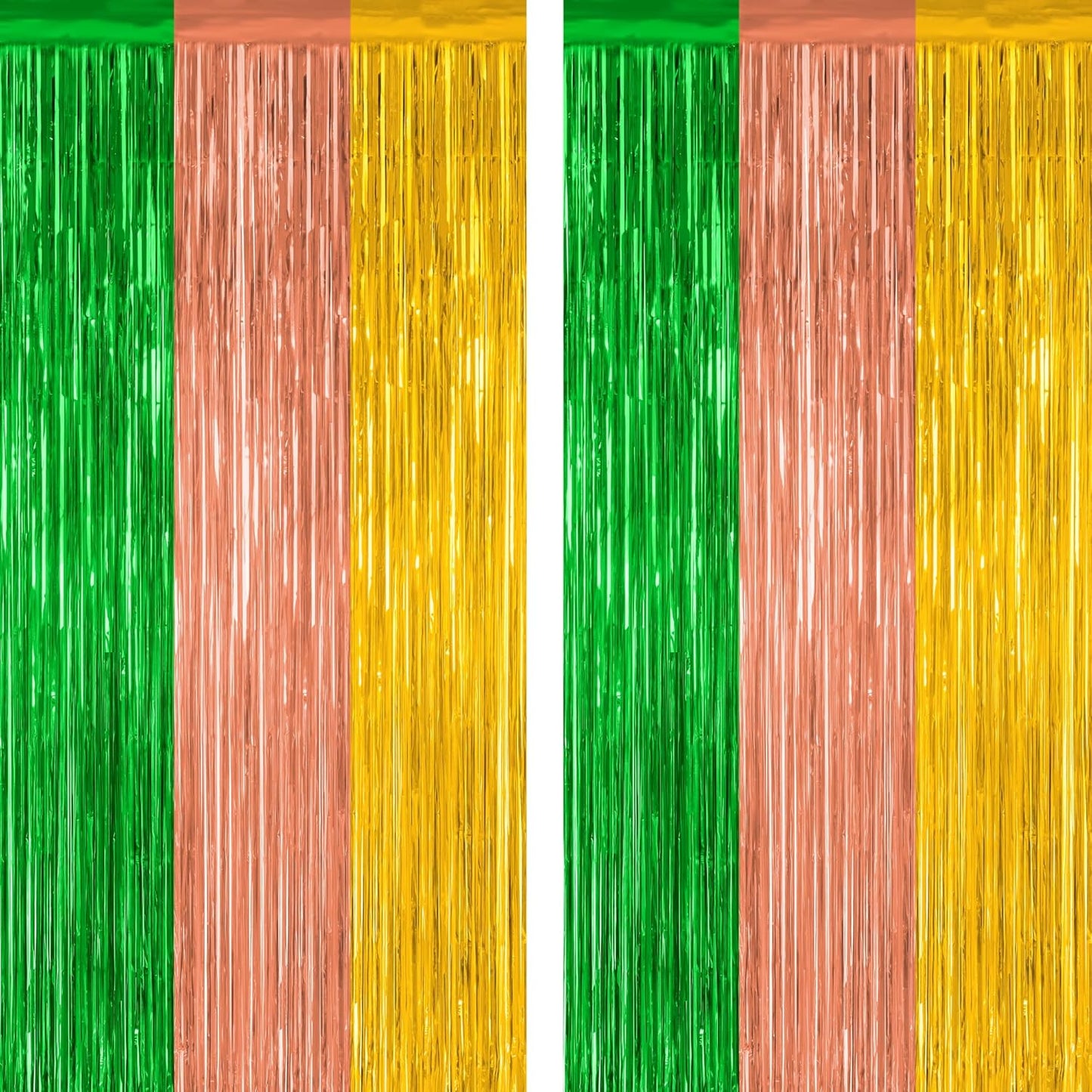 Luau Decorations by [Brand Name] - 2 Pack Summer Party Streamers | 3.28 FT x 7.05 FT Metallic Tinsel Backdrop