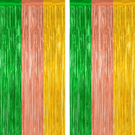 Luau Decorations by [Brand Name] - 2 Pack Summer Party Streamers | 3.28 FT x 7.05 FT Metallic Tinsel Backdrop