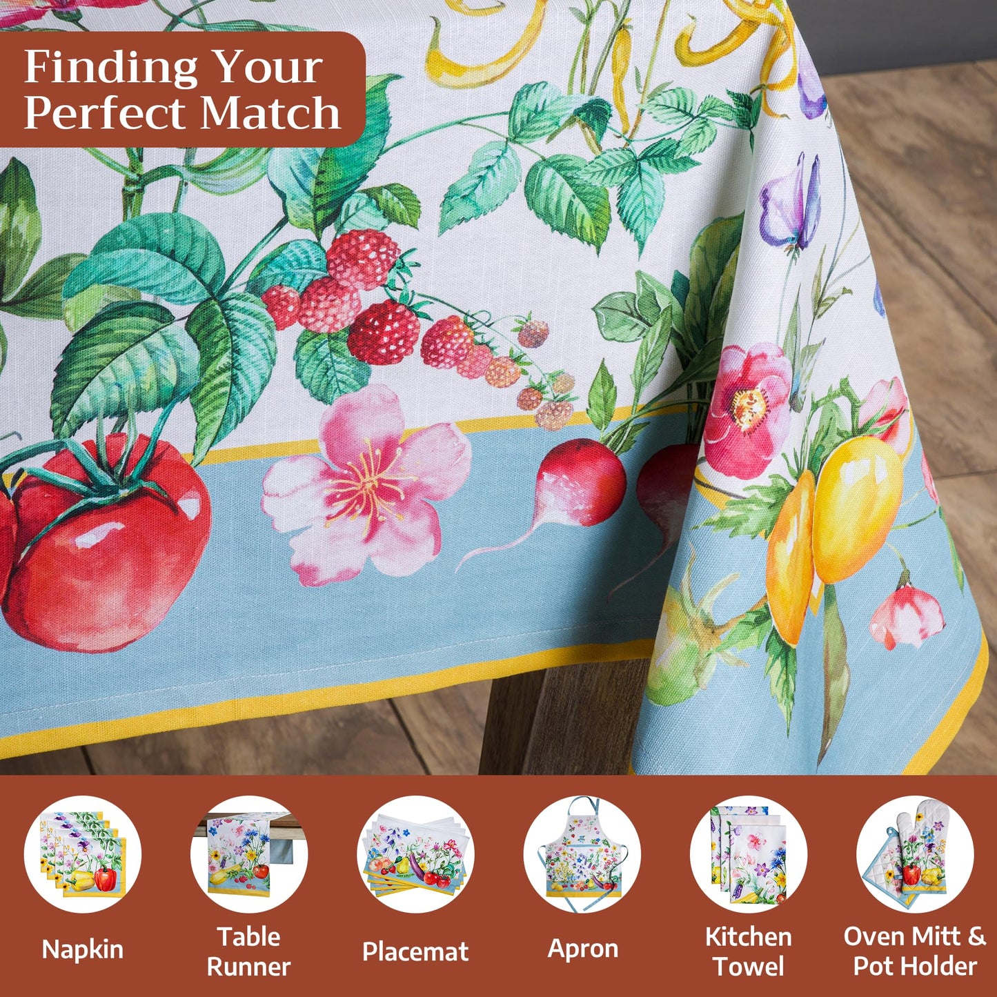 Maison d' Hermine Table Cloth Rectangle Table 100% Cotton 54 x 72 Inches Tablecloth Reusable Decorative for Dining Kitchen Room Farmhouse Home Gifts for Mothers Day Spring Summer - Giverny