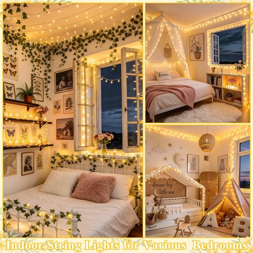 JMEXSUSS 200 LED String Lights Indoor Outdoor Clear Wire, Connectable Warm White Christmas String Lights for Bedroom, 66 Ft Twinkle Fairy Light Plug in for Wedding Home Tree Yard Patio Spring Decor