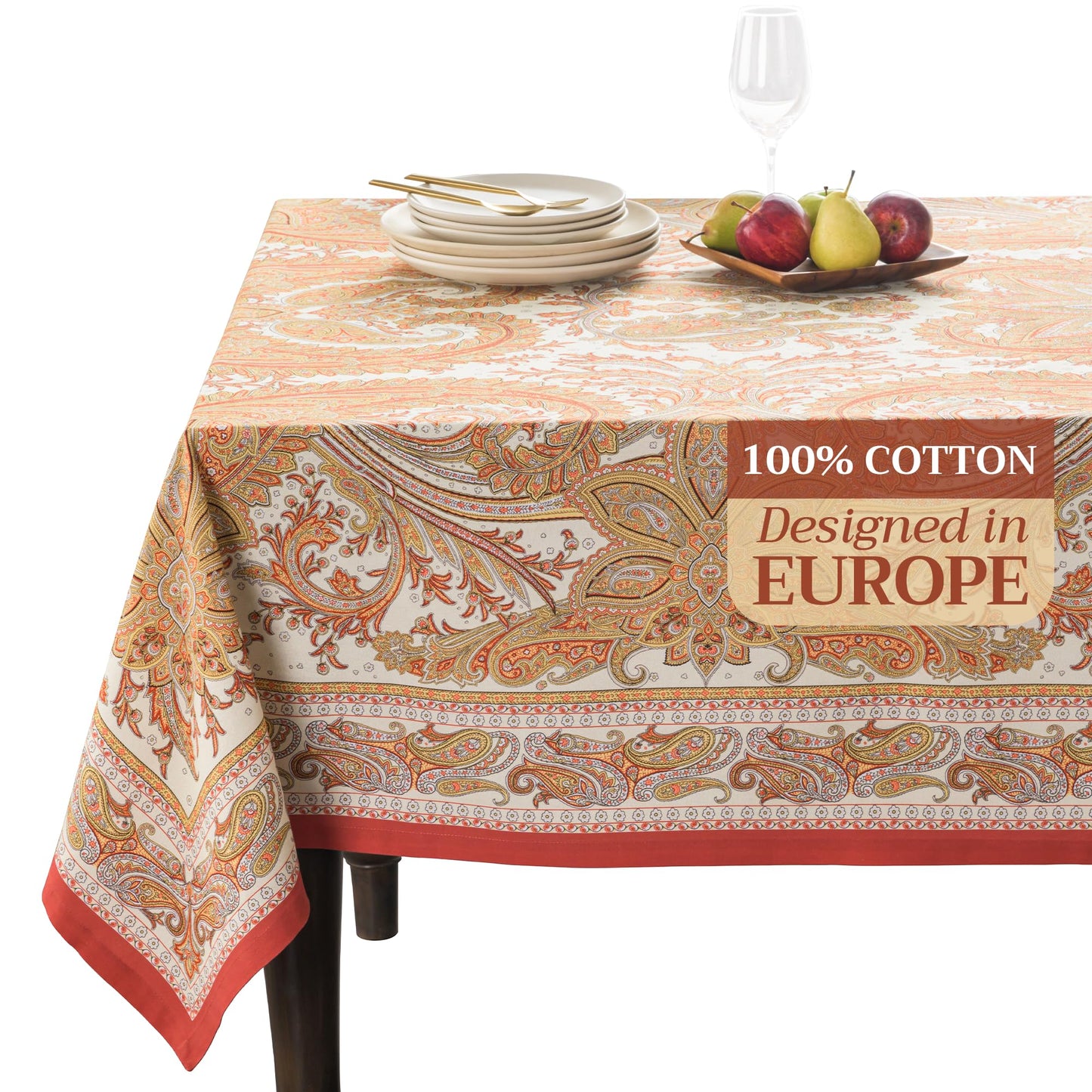Maison d' Hermine Table Cloth Square Table 100% Cotton 54 x 54 Inches Tablecloth Reusable Decorative Everyday Use for Dining Room, Farmhouse, Home, Party, Festive & Wedding - Kashmir Paisley