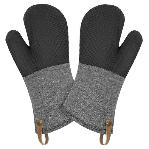 Cuisinart Heritage Kitchen Oven Mitts – Heat-Resistant Kitchen Mitts for Oven with Non-Slip Neoprene Palm, Long Cuff, and Cotton Filling – Durable Oven Gloves for Cooking, Baking, & Grilling