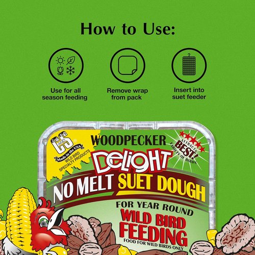 C&S Woodpecker Delight Suet Cakes - No Melt Formula for Wild Birds | 11.75 Ounces, Pack of 8