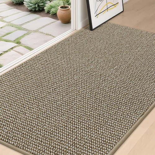BEQHAUSE Dirt Trapper Door Mat - Non-Slip, Washable, Absorbent | 36" x 60" Light Beige Entryway Mat