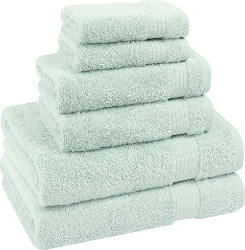 Cotton Paradise 6-Piece Towel Set - 100% Soft Absorbent Turkish Towels in Mint | 2 Bath, 2 Hand, 2 Washcloths