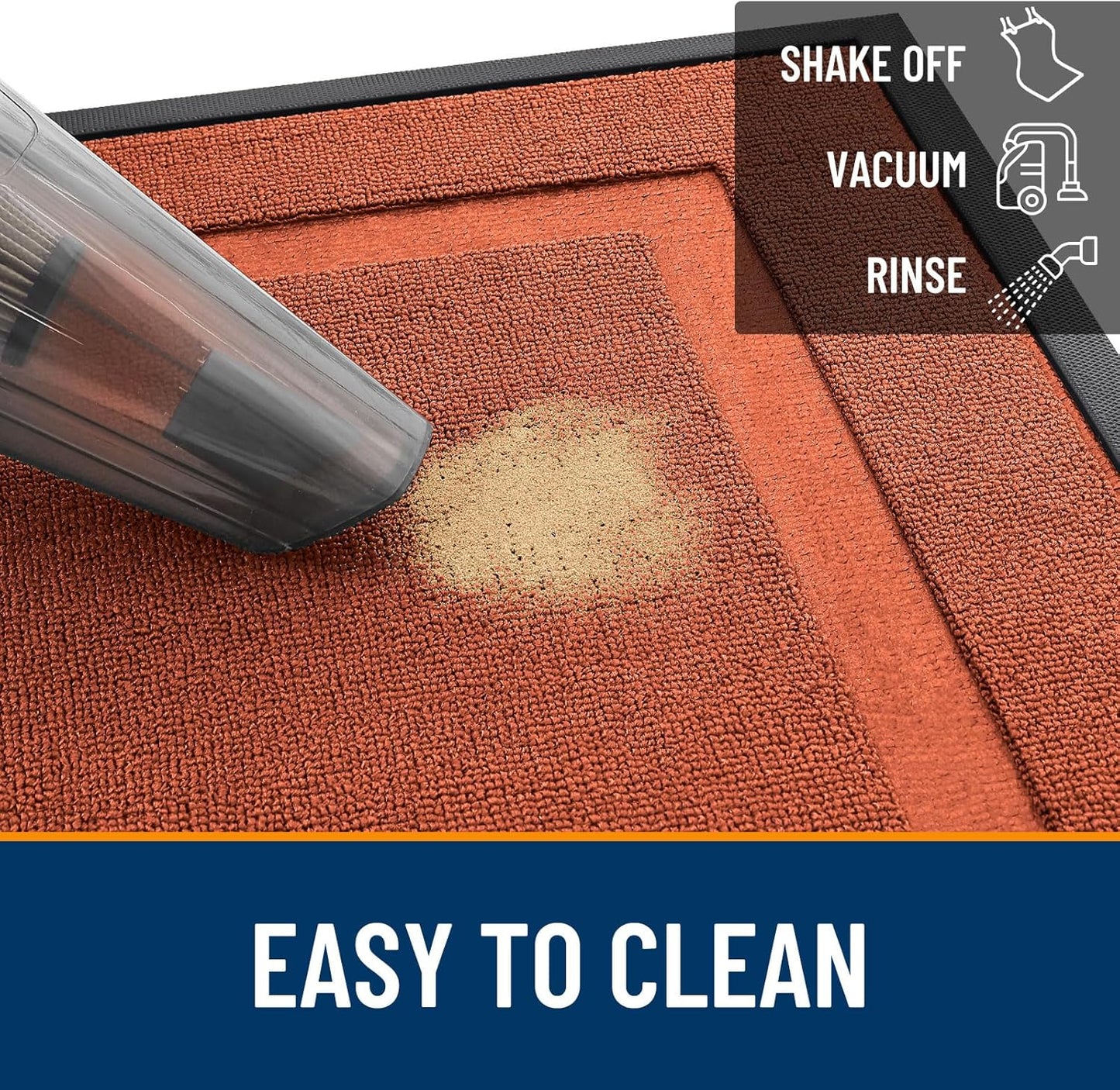 OLANLY Waterproof Front Door Mat - All-Season Natural Rubber Doormat | Easy Clean 47x32 in Vermillion Red