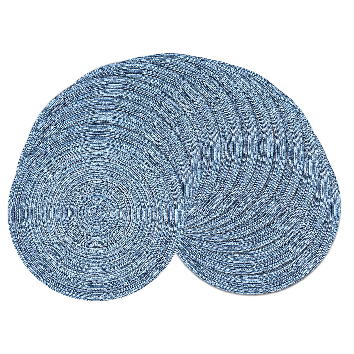 SHACOS Round Braided Placemats Set of 12 Circle Place Mats Cotton Polyester Kitchen Table Mats for Dining Table Wedding Party Decor (Blue Gray, 12)