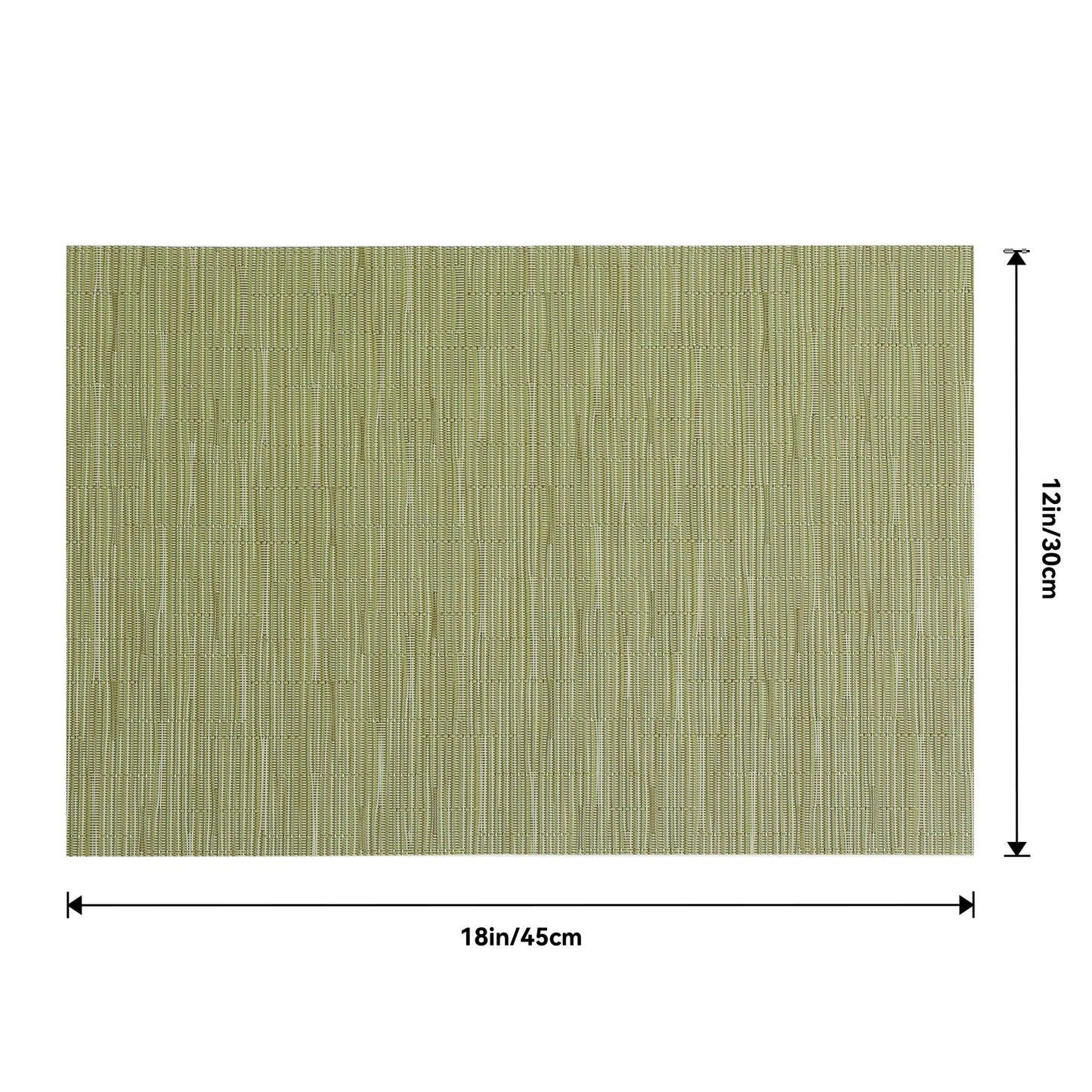 Leetaltree Pea Green Placemats Set of 4 - Heat Resistant Non-Slip Place mats for Dining Table, Washable Durable PVC Vinyl Woven Table Mats（Pea Green, 4）