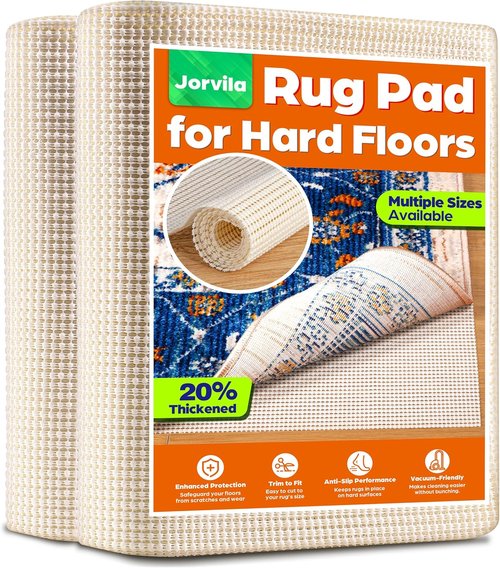 Jorvila Non-Slip Rug Pad Gripper - Thick Cushioned Mat for Area Rugs | 9x12 Feet, Safe for Hardwood Floors