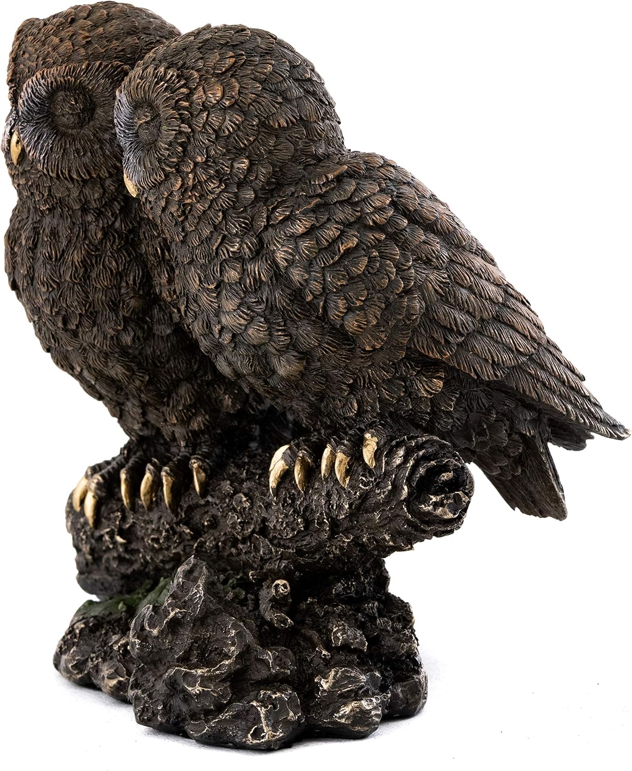 Top Collection Owl Lovers Statue on Tree Branch - Sleeping Great Horned Owl Sculpture in Premium Cold Cast Bronze- 5-Inch Collectible Animal Figurine
