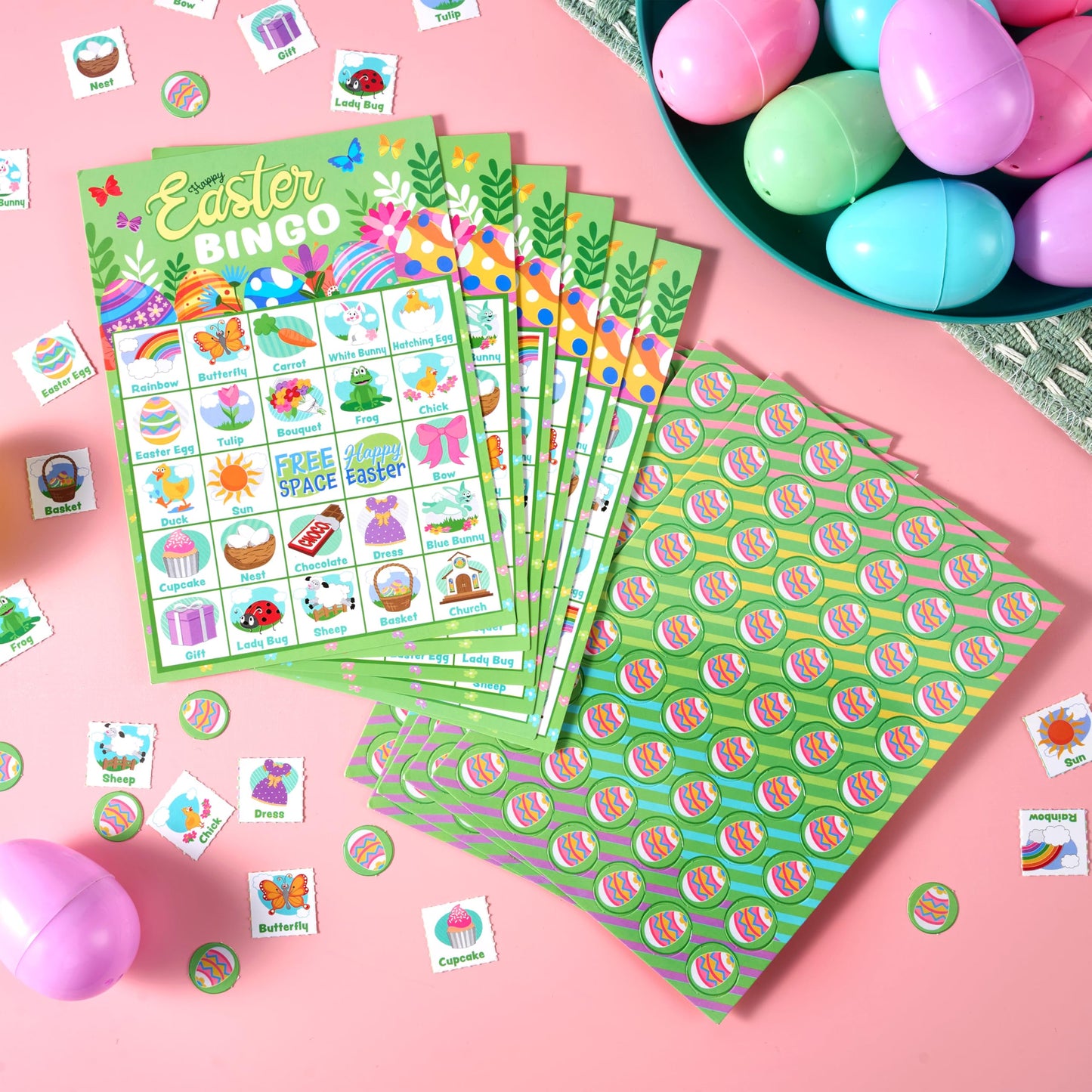 JOYIN 28 Players Easter Bingo Cards (5x5) for Easter Party Goodies Games, Kids School Classroom Gift, Indoor Family Activities, Basket Filler Stuffers