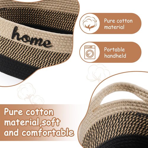 Dog Toy Basket - Woven Storage Organizer with Handle | Large 22”x11”x7.9” Light Beige Cotton