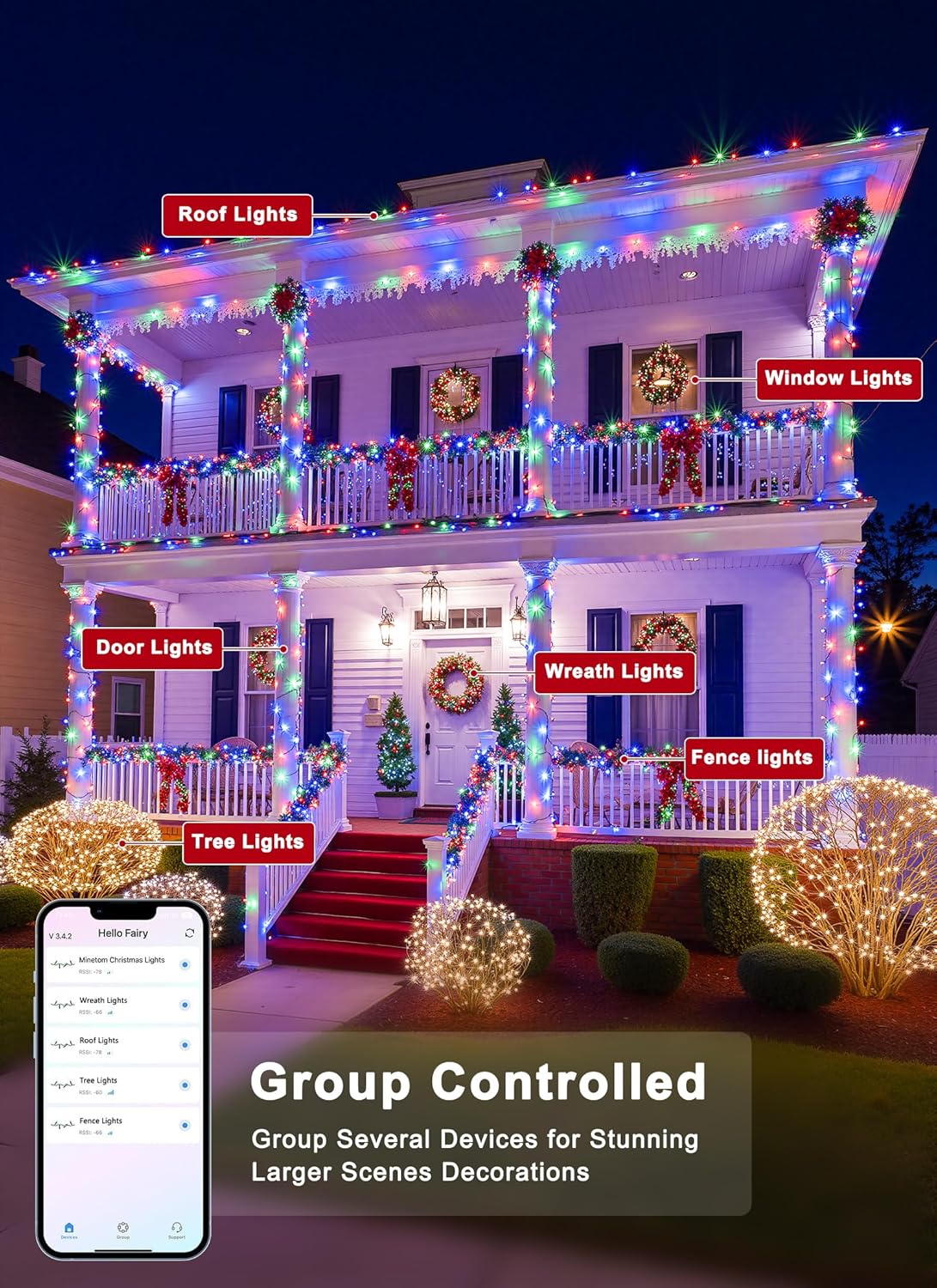 Minetom LED RGB String Lights - 82ft Color Changing Fairy Lights with Remote & App Control for Christmas & Halloween