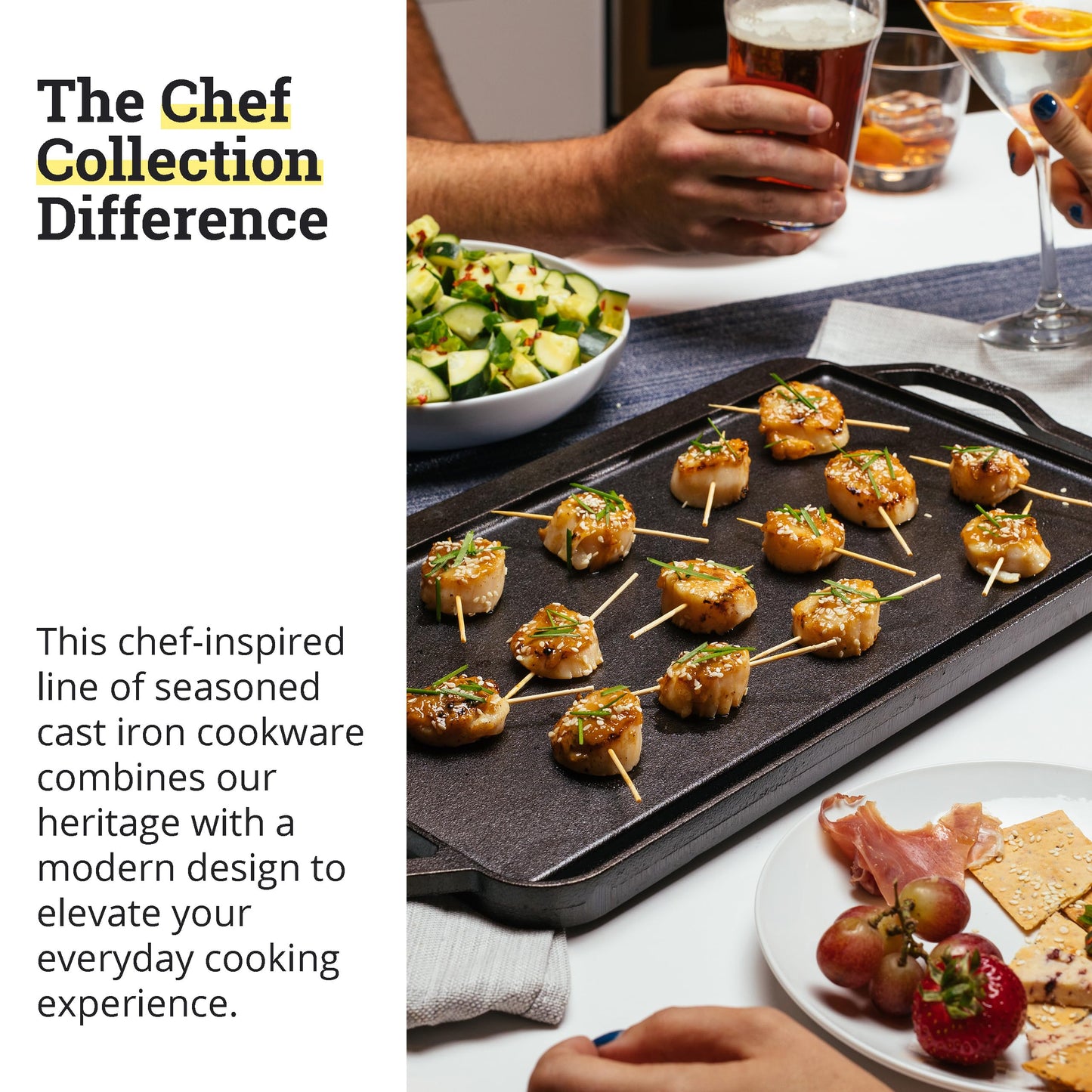 Lodge 19.5" X 10" Cast Iron Reversible Grillgriddle - Double Burner Griddle - Indoor & Outdoor Cooking - Superior Heat Retention - Reversible Grill Griddle - Made in the USA