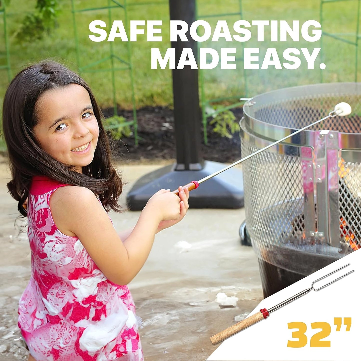 MalloMe S'mores Sticks - 32" Marshmallow Roasting Skewers for Campfire Cooking | 5-Pack Outdoor Essentials