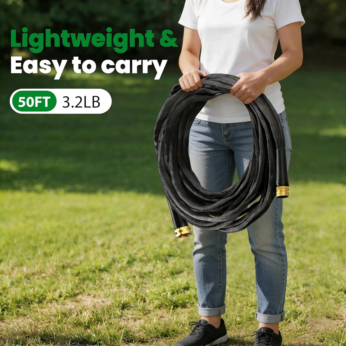 Ultra Lightweight 50FT Garden Hose - Kink-Free, Burst-Resistant & Flexible for Outdoor Use