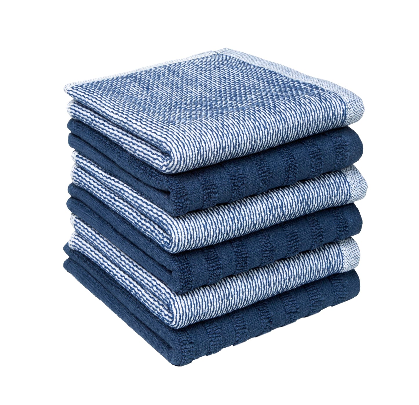 Premium Kitchen Towels (20”x 28”, 6 Pack) | Yarn Dyed Flat Woven Stripe Kitchen Towel Set| 238 GSM | Highly Absorbent with Hanging Loop | Blue