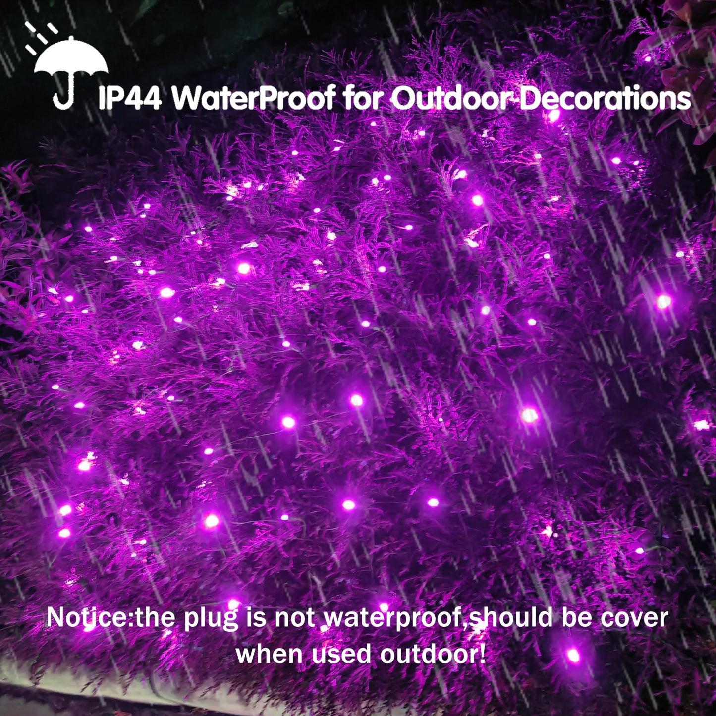 HISHINY Halloween Lights Outdoor,144LED 6ftx6ft Purple Net Lights with Connectable, Waterproof,UL Certified and Durable Black Wire Design for Bushes,Trees, Outdoor Indoor Party Decorations