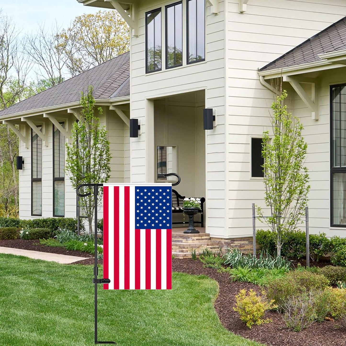 Nirohee Garden Flag Stand - Premium Metal Holder with Anti-Wind Clip | 12x18 Outdoor Decor