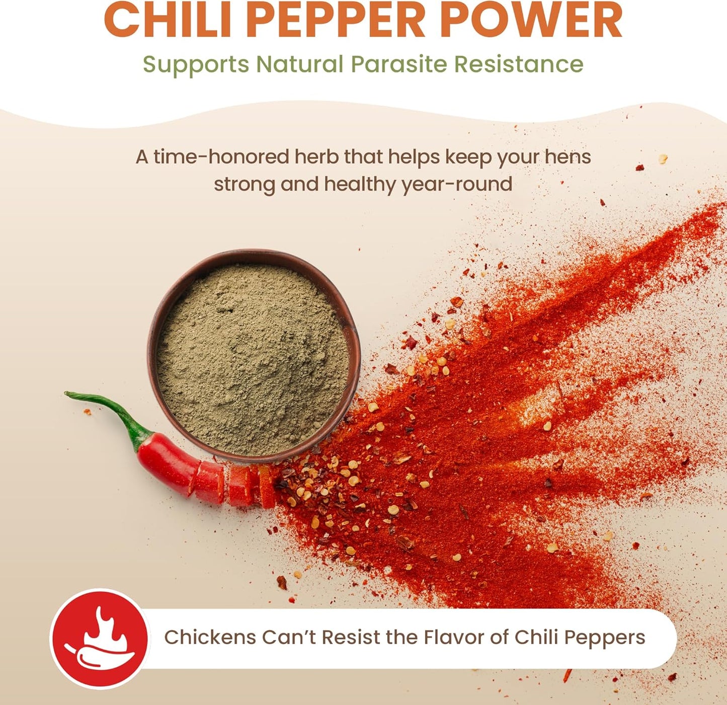 Natural Chicken Dewormer Chili Mix Powder - Herbal Poultry Wormer & Parasite Support for Laying Hens | 1 lb Bag