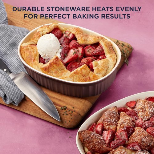 CorningWare Ceramic Bakeware Set - Chip & Crack Resistant Stoneware, 6-Piece French Cabernet
