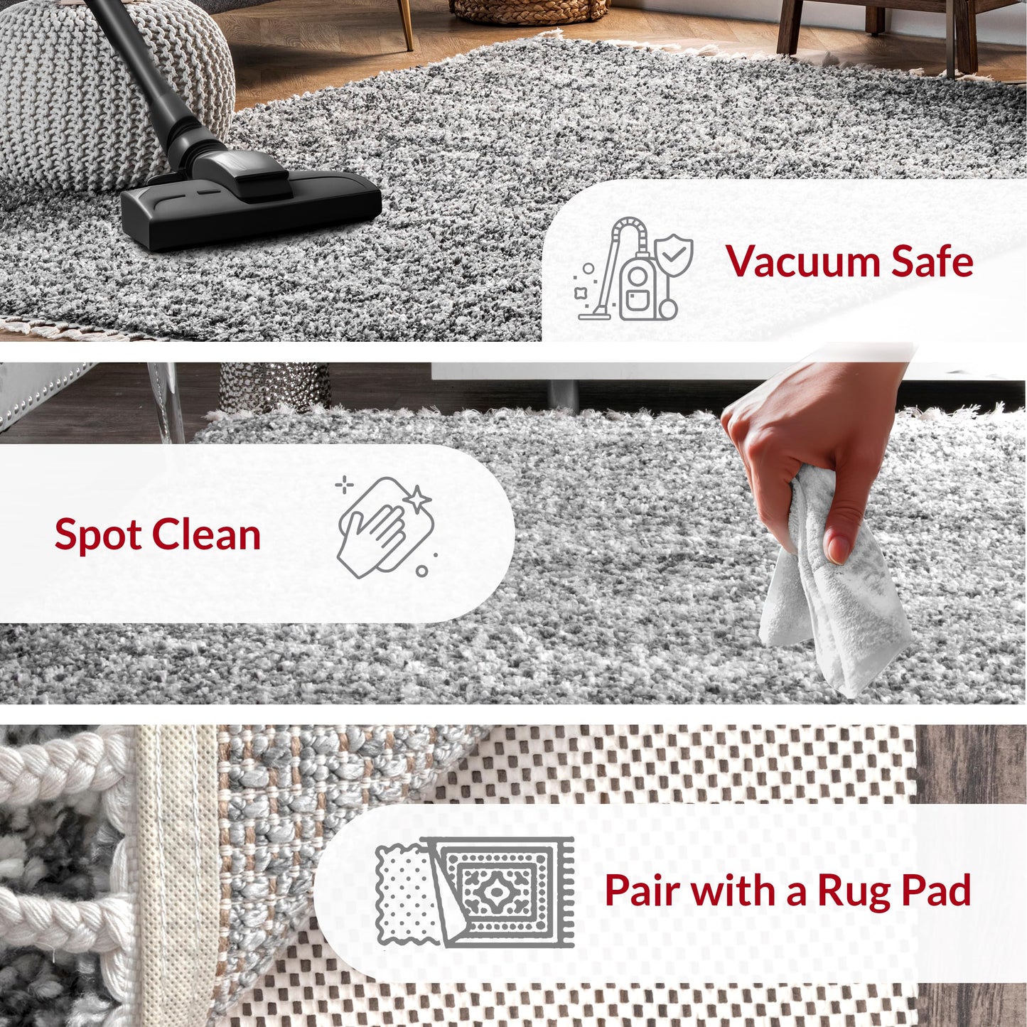 nuLOOM Brooke Shag Tasseled Area Rug - 2x12 Runner Shag Rug Casual Grey/Ivory Rugs for Living Room Bedroom Dining Room Nursery Entryway Hallway