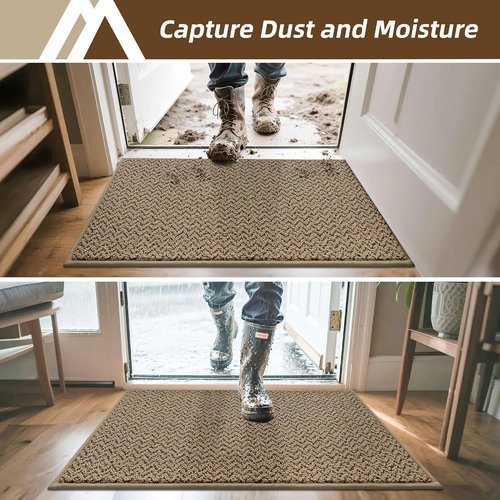 COSY HOMEER Door Mat - Non-Slip Absorbent Entryway Rug | 32"x48" Taupe Washable Dirt Trapper Mat