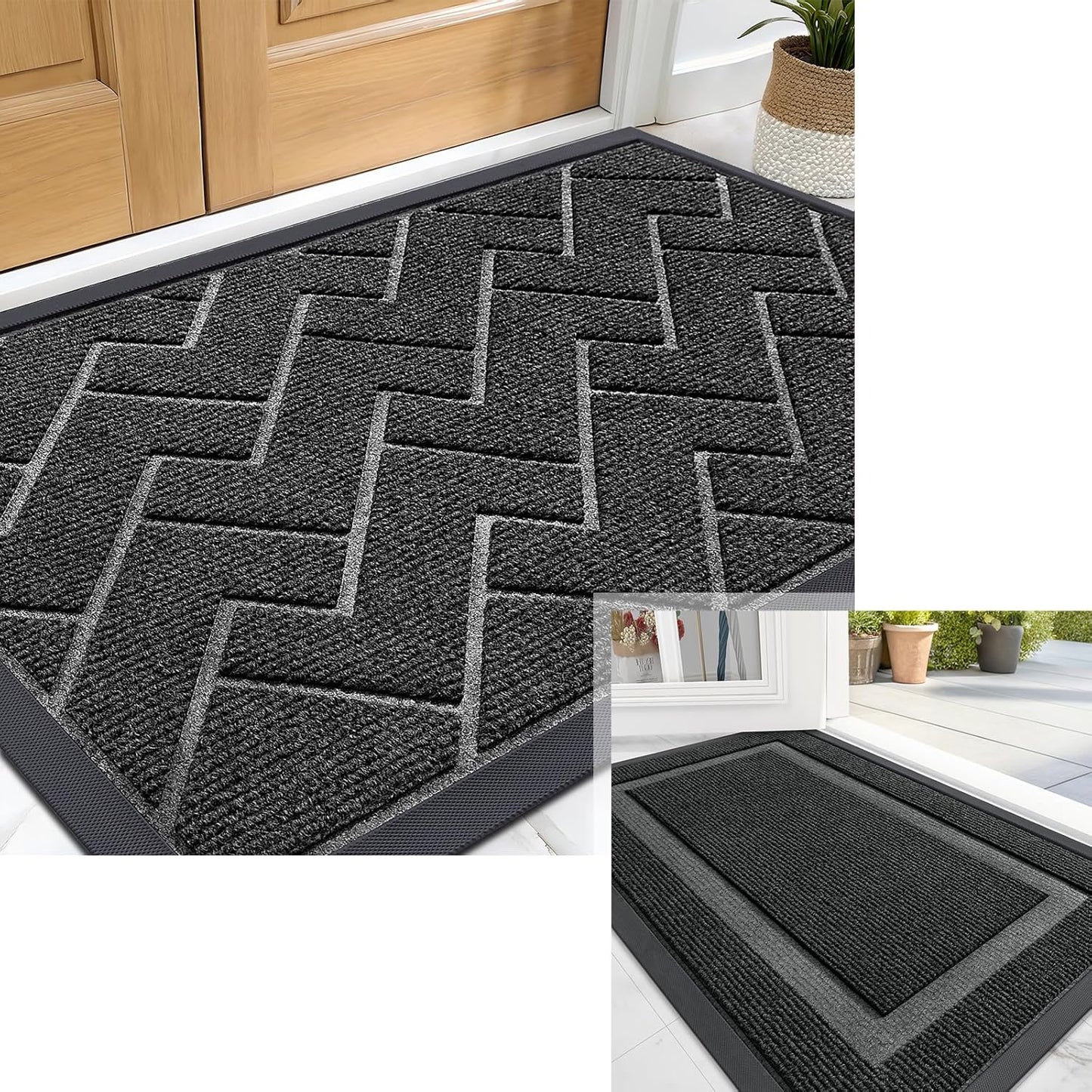 OLANLY Welcome Door Mat - Waterproof All-Weather Indoor/Outdoor Doormat | 29.5x17 in Black