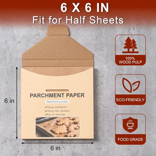 200Pcs Unbleached Parchment Paper Sheets - 6x6 Inches Non-Stick Baking & Frying Solution