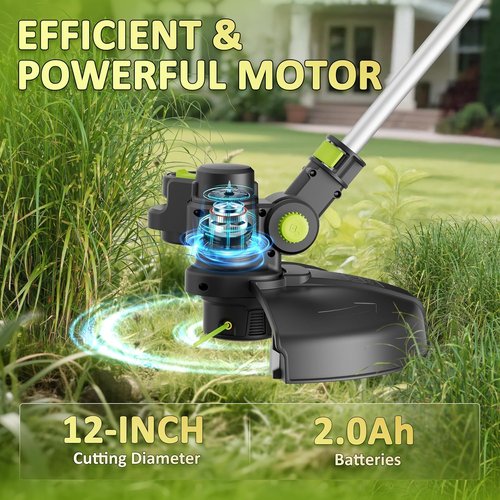 20V Cordless String Trimmer by [Brand Name] - 12'' Grass Cutter with Auto Line Feed & 2.0Ah Battery