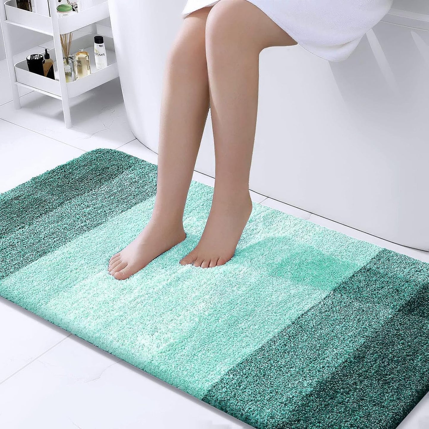 OLANLY Bathroom Runner Rug - Extra Soft Microfiber Mat | Quick-Dry, Rubber Backing, 47x24 in Blackish Green