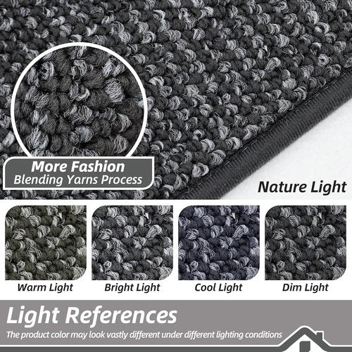 BEQHAUSE Dirt Trapper Door Mat - Non-Slip, Washable, Absorbent | 24" x 60" Charcoal Entrance Mat
