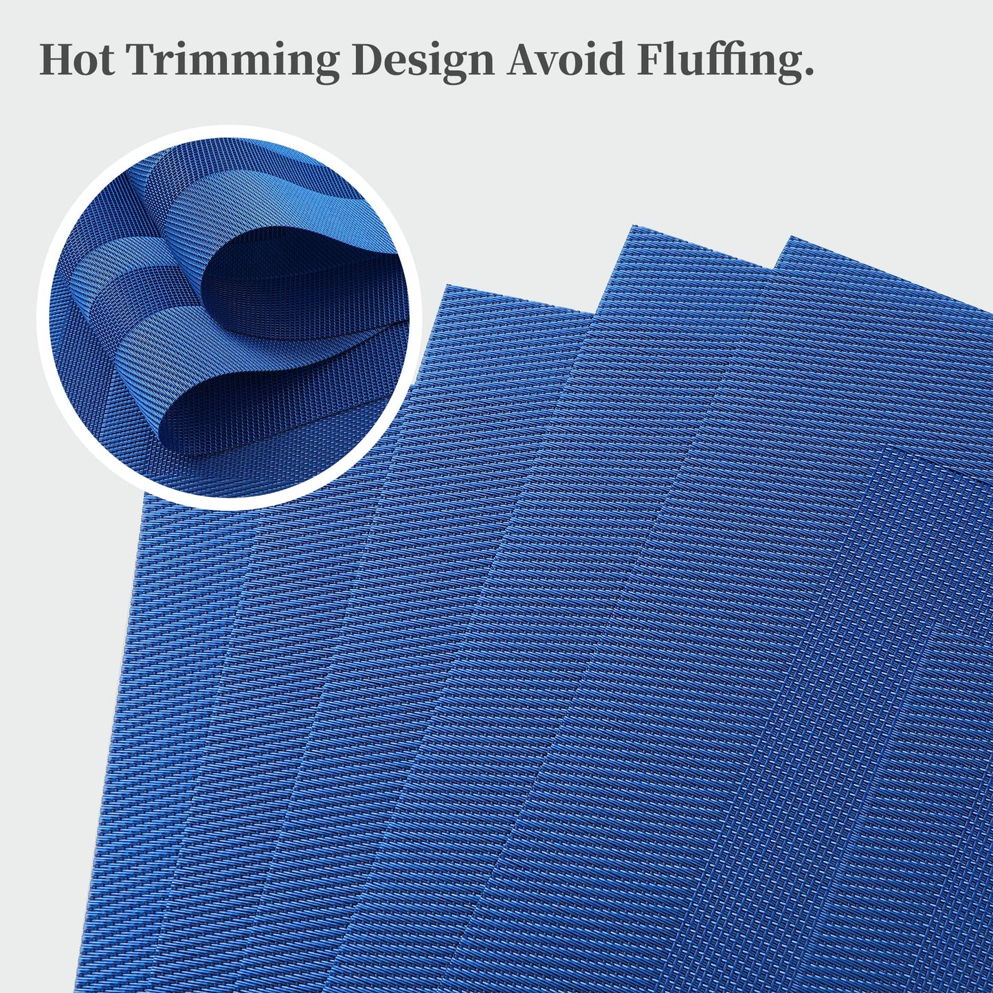 Leetaltree Blue Frame Placemats Set of 6 - Heat Resistant Non-Slip Place mats for Dining Table, Washable Durable PVC Vinyl Woven Table Mats（Blue Frame, 6）