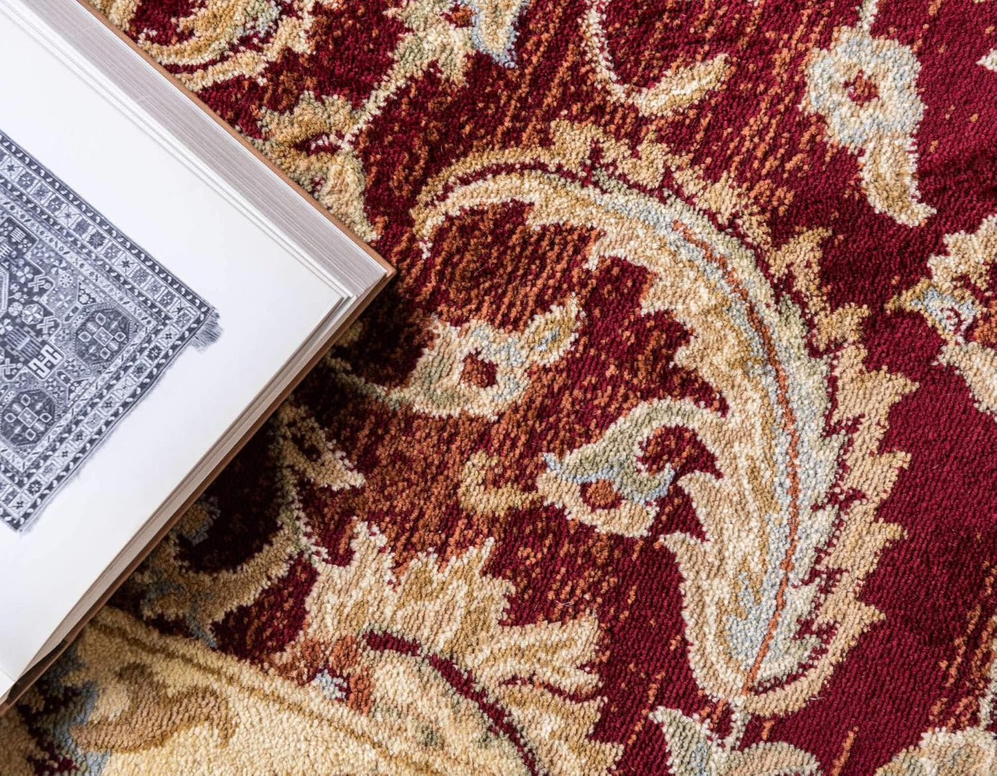 Unique Loom Voyage Collection Traditional Oriental Classic Intricate Floral Design Area Rug, 5 ft x 8 ft, Red/Ivory