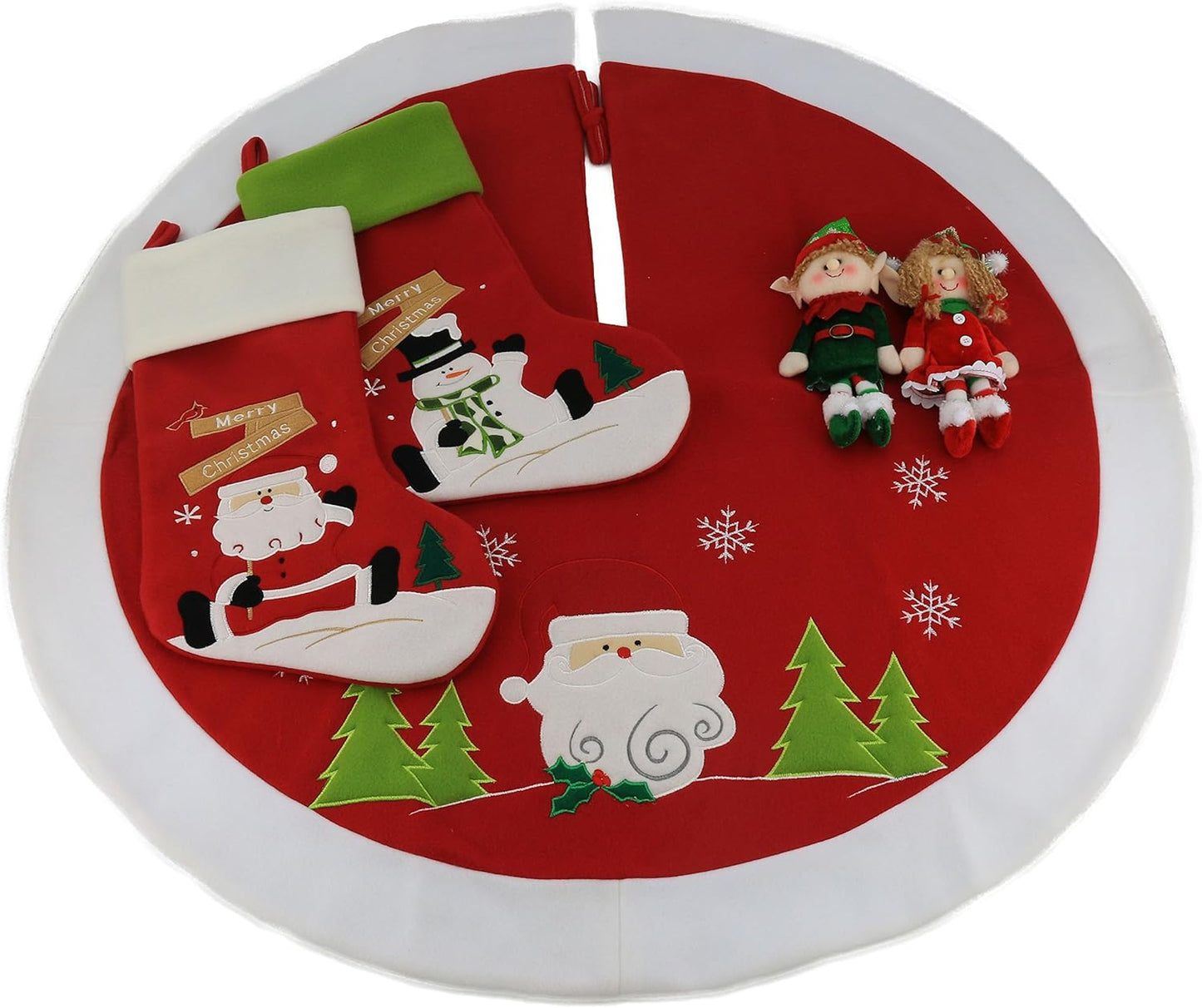 Classic Christmas Stockings Set of 2 - Santa & Snowman 17-Inch Holiday Decor