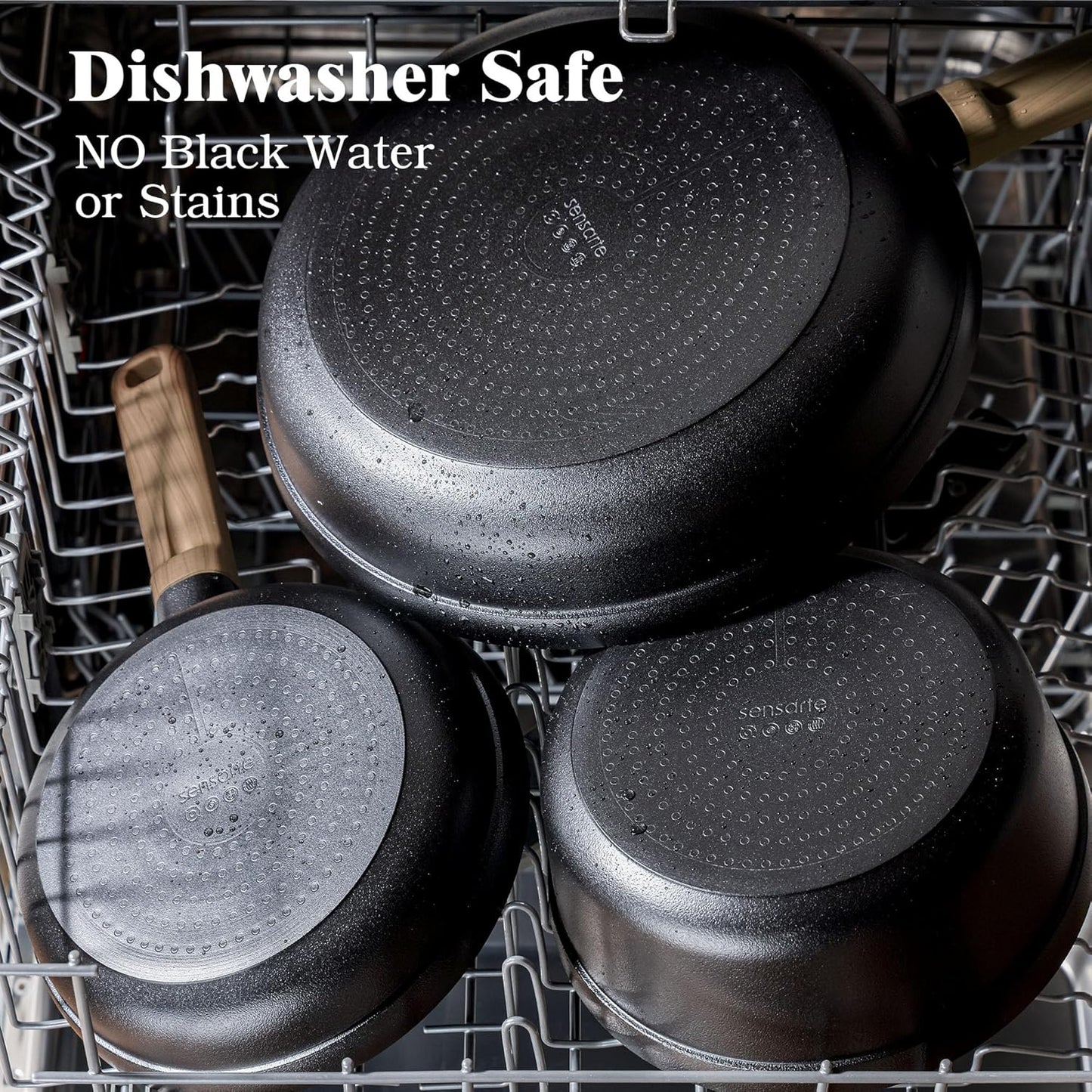 SENSARTE Nonstick Pots and Pans Set - 20-Piece Black Titanium Cookware, Induction Compatible & Dishwasher Safe