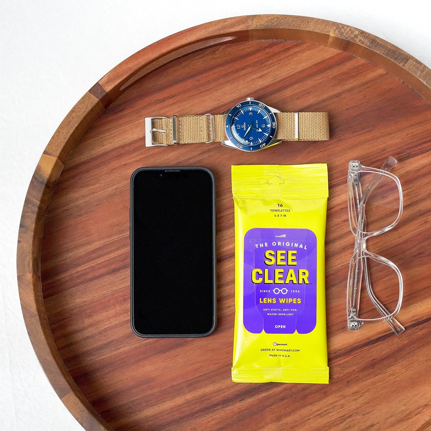 See Clear Lens Cleaning Wipes - Streak-Free Pre-Moistened Towelettes for Eyeglasses & Screens | 192 Wipes in 12 Resealable Packs