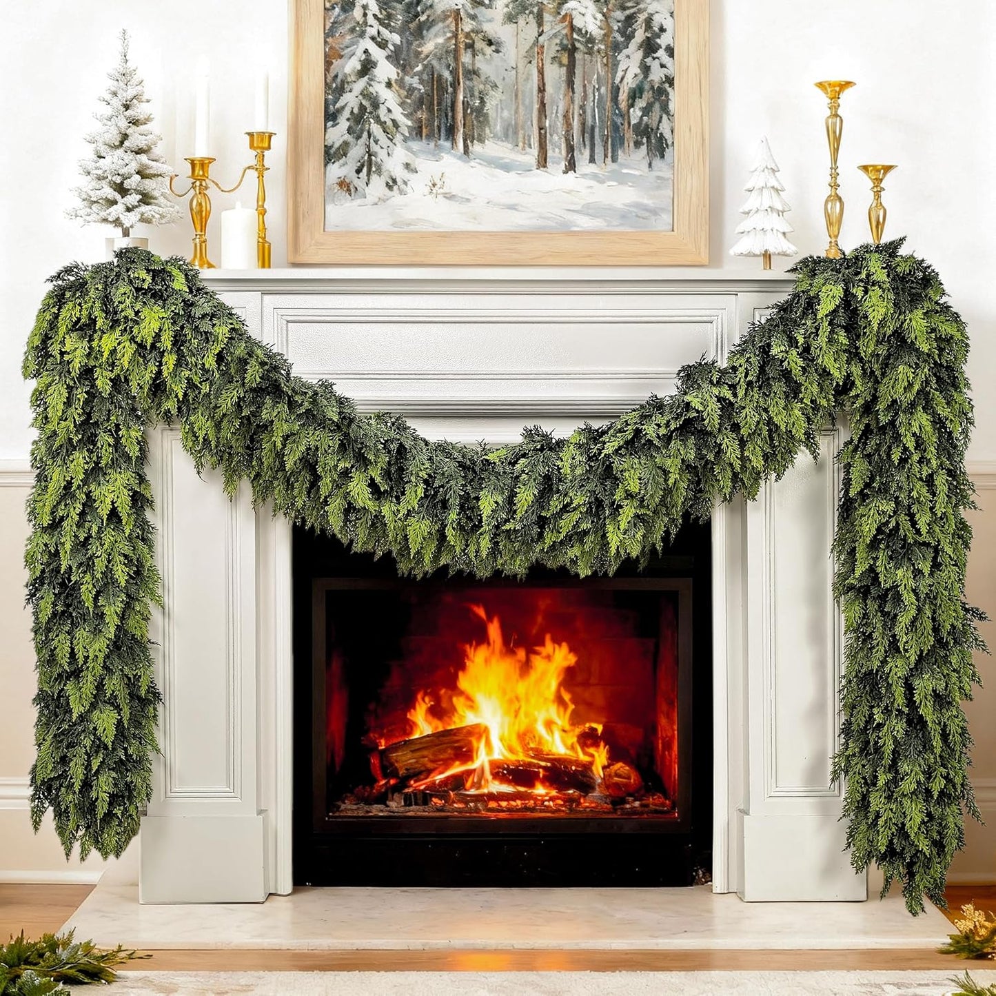 Skiennix 6FT Extra Full Christmas Garland - Lush Realistic Cedar Decor for Indoor/Outdoor Holiday Use