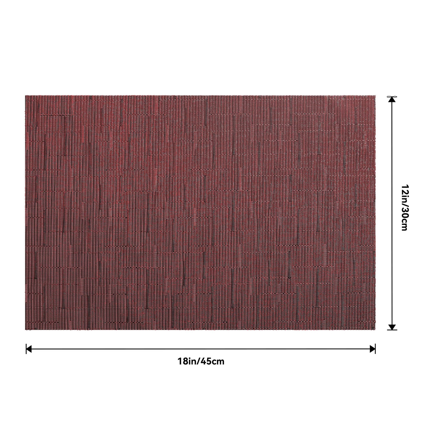 Leetaltree Burgundy Placemats Set of 12 - Heat Resistant Non-Slip Place mats for Dining Table, Washable Durable PVC Vinyl Woven Table Mats（Burgundy, 12）