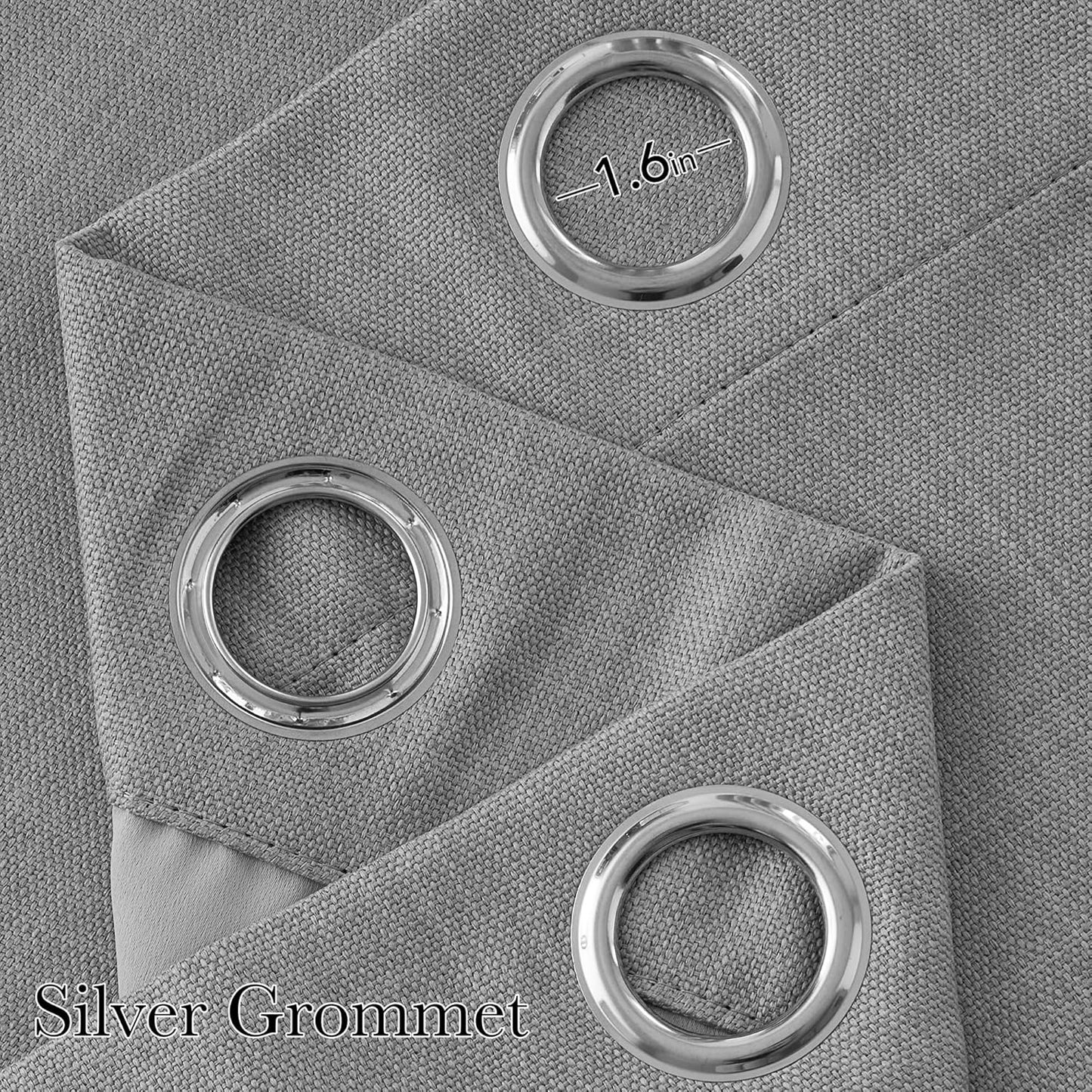 NICETOWN Light Grey Faux Linen Blackout Curtains - 63-Inch Grommet Top Privacy Panels for Modern Farmhouse Style | 2 Panels, W42 x L63