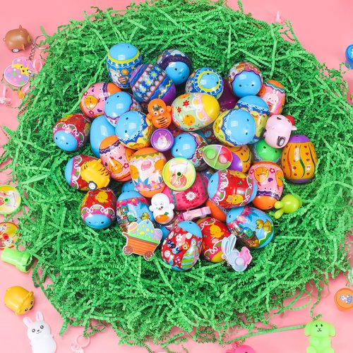 Fumogym 100PCS Unique & Colorful Prefilled Easter Eggs with Novelty Toys, Filling Treats, Easter Eggs Hunt, Basket Stuffers Fillers, Theme Party Favor, Classroom Prize