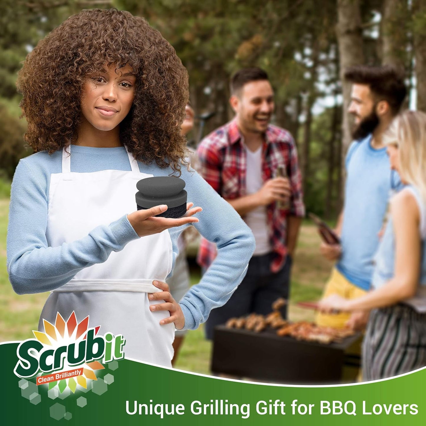 SCRUBIT Grill Cleaning Brush - Heavy-Duty Bristle-Free BBQ Cleaner with Safe Scrubber Pad | 2 Pack