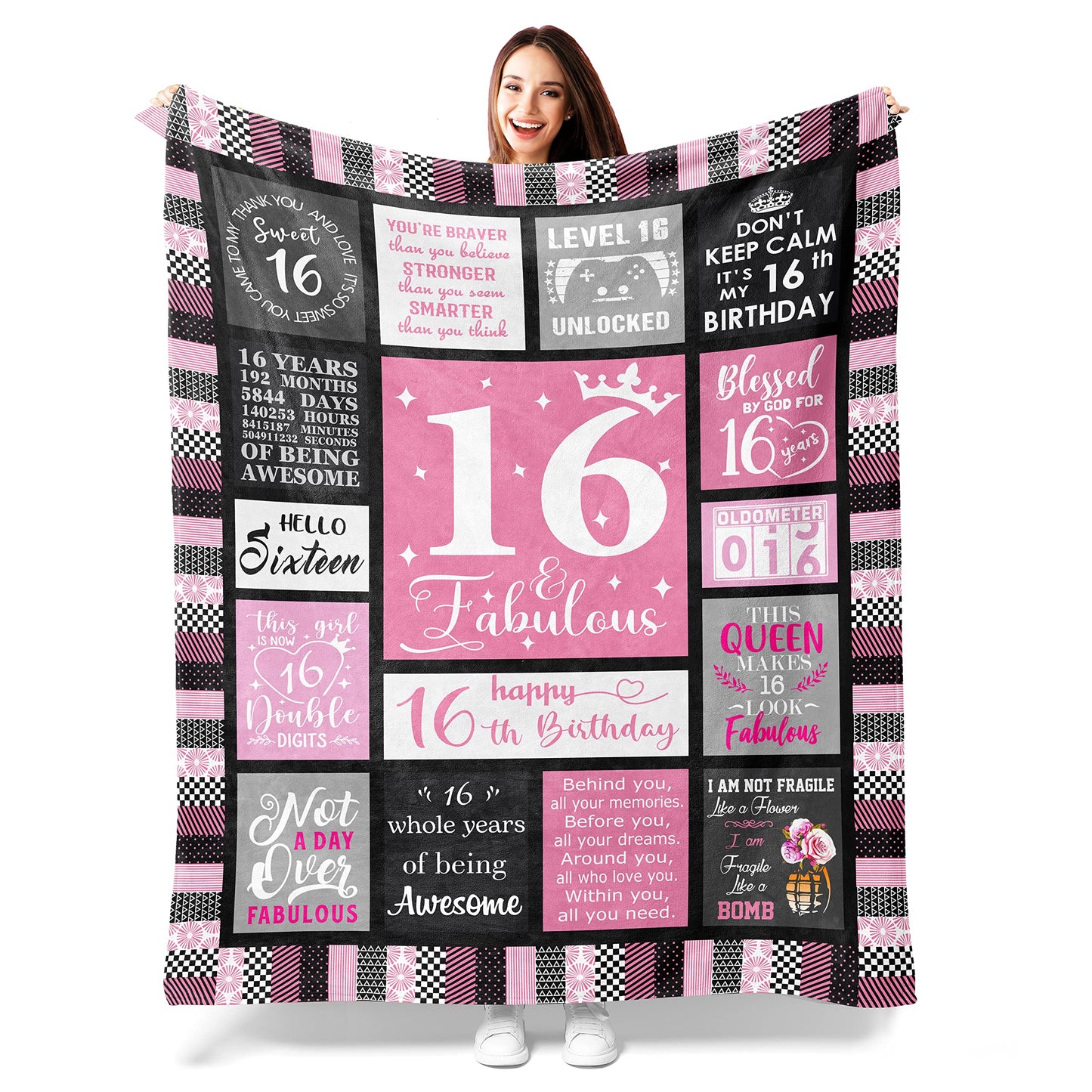 Atokker Sweet 16 Gifts for Girls - Cozy Blanket 50"x60", 16th Birthday Present for Teens, Unique Party Decoration, Perfect Sweet Sixteen Gift Ideas for Teenage Girls