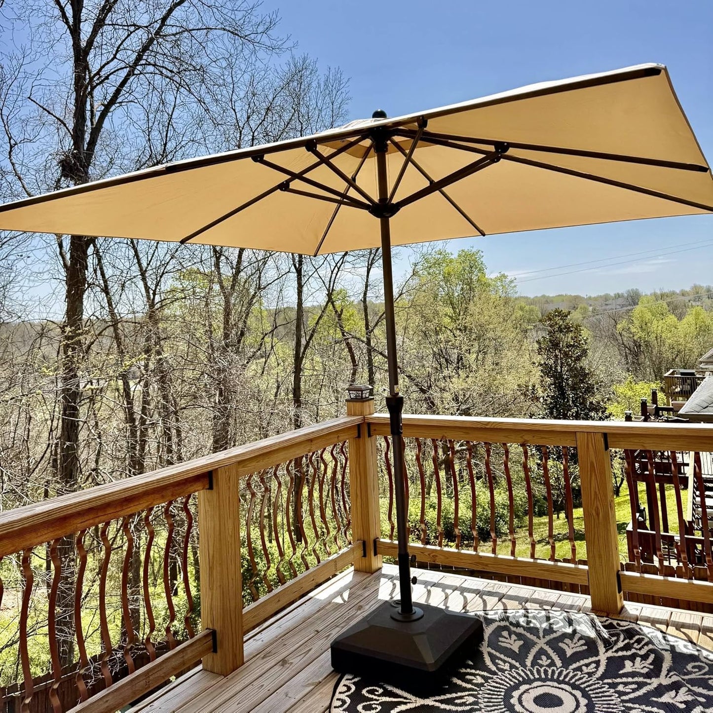 PURPLE LEAF 10' x 10' Square Patio Umbrella - Durable Aluminum Frame with 8 Ribs | Beige Sunshade for Garden & Pool