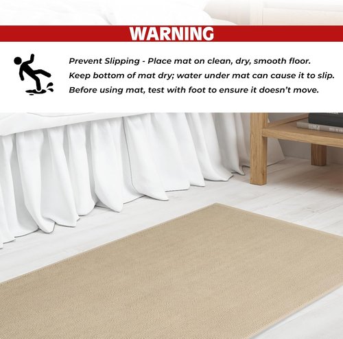 Cotton Paradise 100% Cotton Bath Mat - Non-Slip, Soft & Absorbent, 17x24 Inch, Quick Dry, Beige