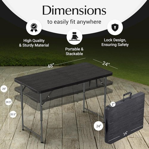 4FT Heavy Duty Foldable Table by [Brand Name] - Adjustable Height, Built-In Handle | Perfect for Indoor/Outdoor Events