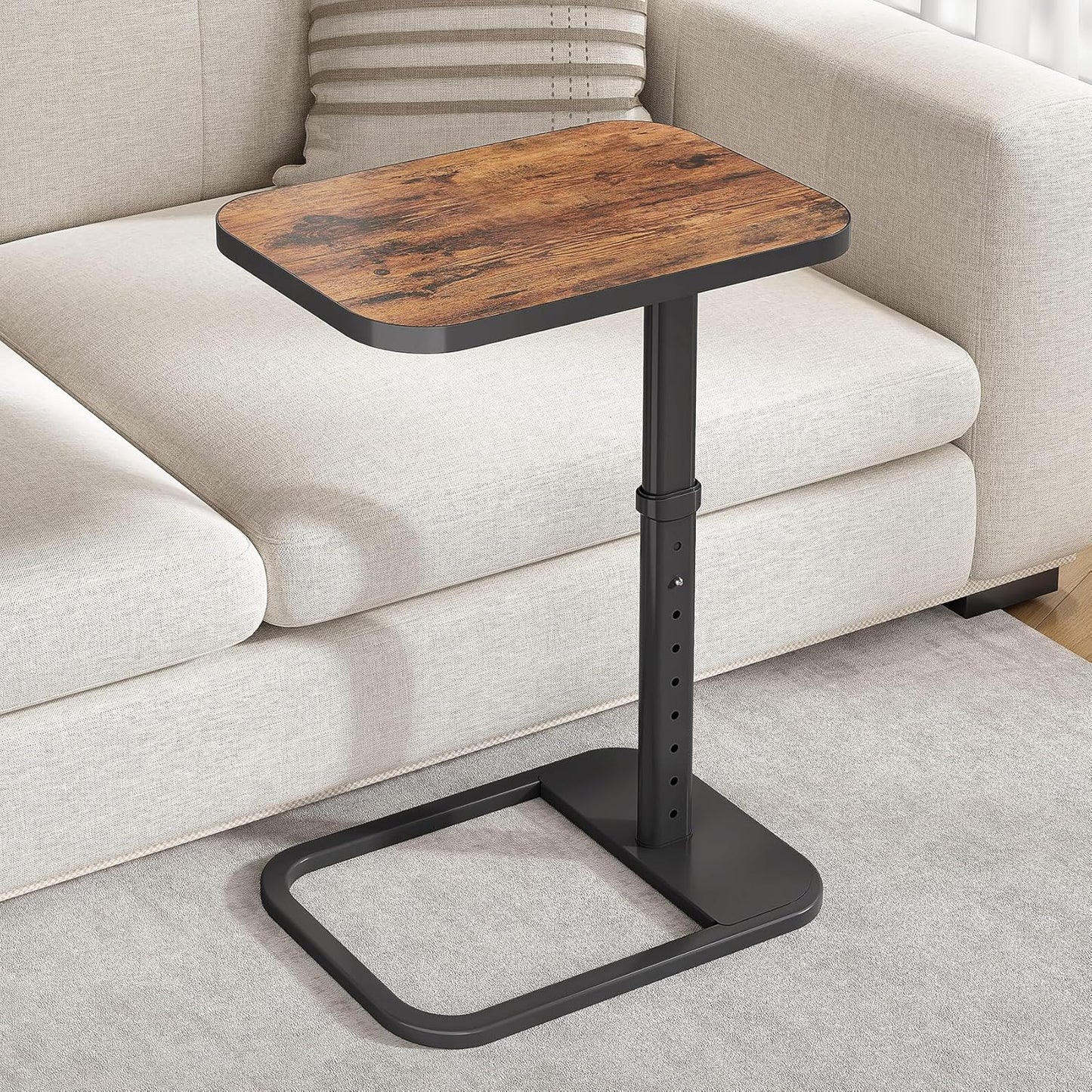 Kitstorack TV Tray Table - Adjustable Height & Flip-Top Design | C-Shaped Snack Table for Couch & Sofa