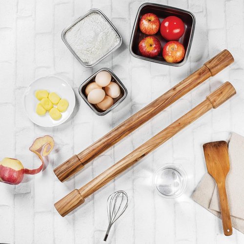 Ironwood Gourmet Acacia Wood Rolling Pins - Set of 2 Durable Long Pins for Baking