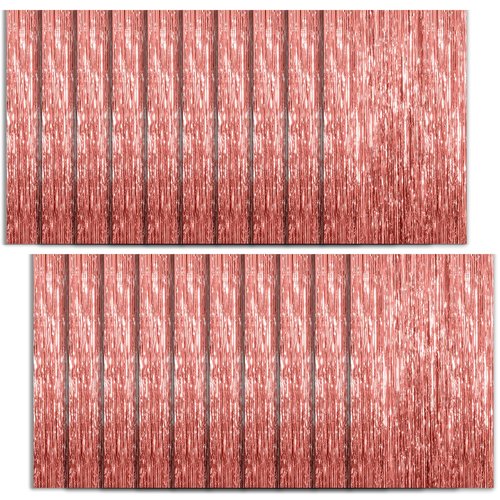 20 Pack Foil Curtain Backdrop Rose Gold Metallic Tinsel Foil Fringe Curtains Photo Booth Props for Birthday Wedding Engagement Baby Shower Bachelorette Christmas Holiday Celebration Party Decorations
